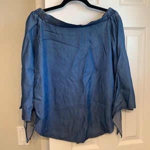 Denim like off shoulder blouse